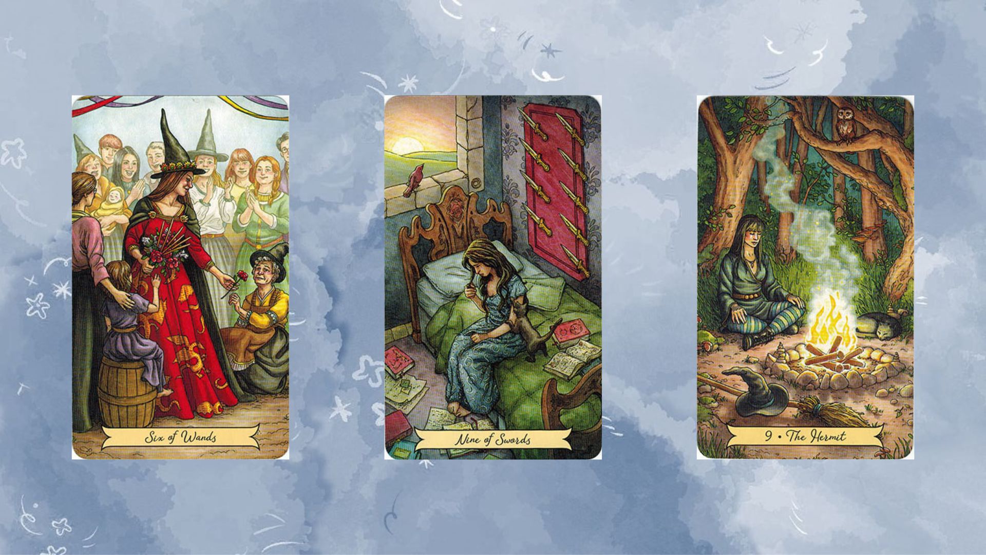 Trải bài tarot tuần mới gồm Six of Wands – Nine of Swords – The Hermit