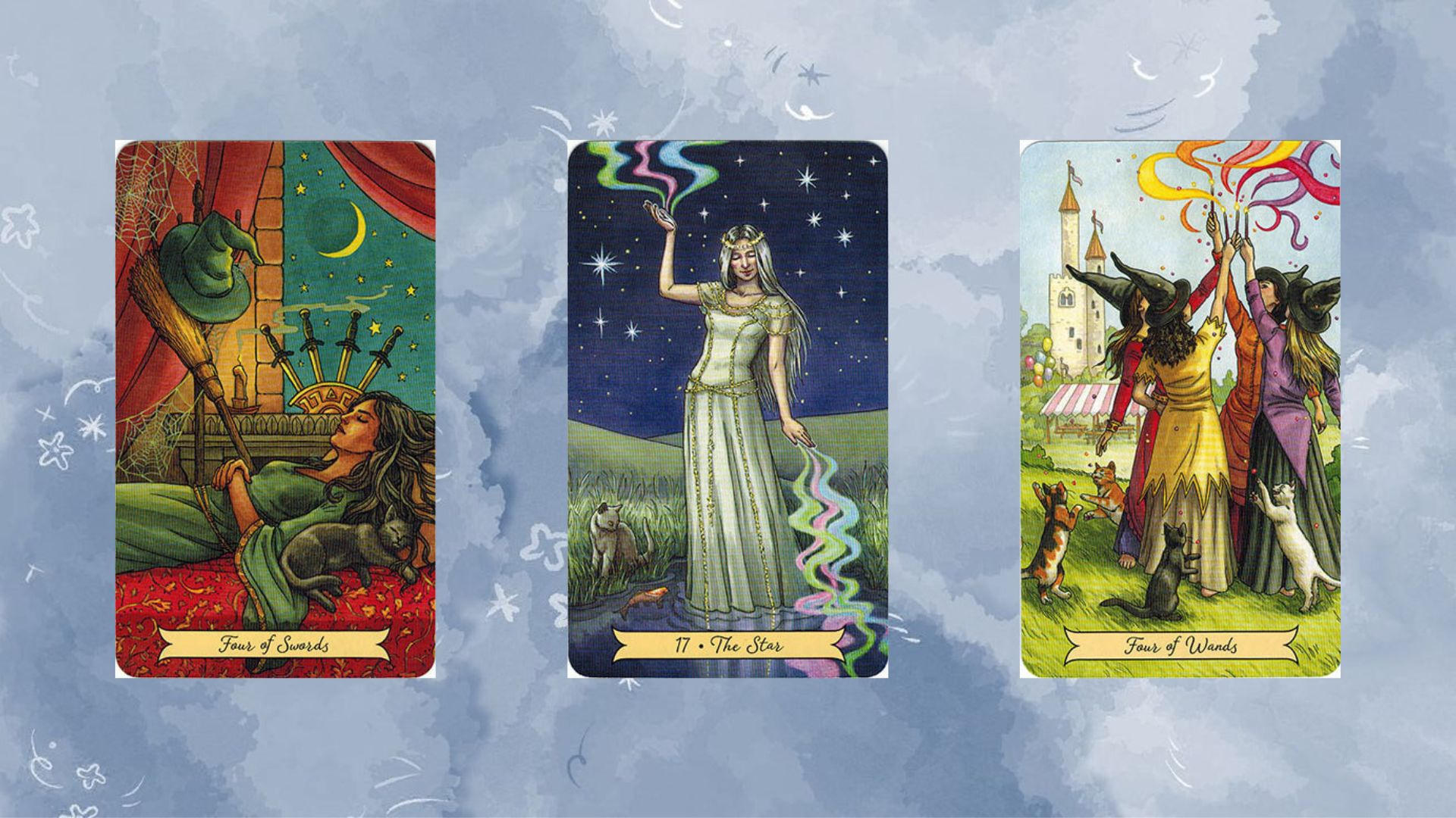 Trải bài tarot tuần mới gồm Four of Swords – The Star – Four of Wands