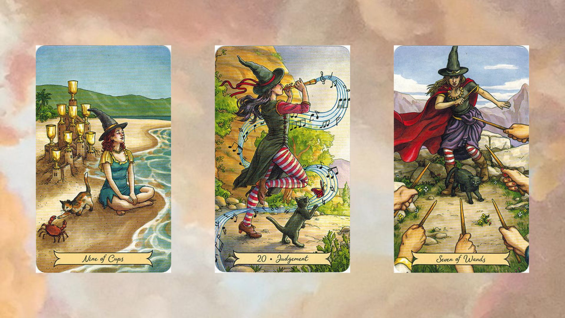 Nine of Cups – Judgement – Seven of Wands