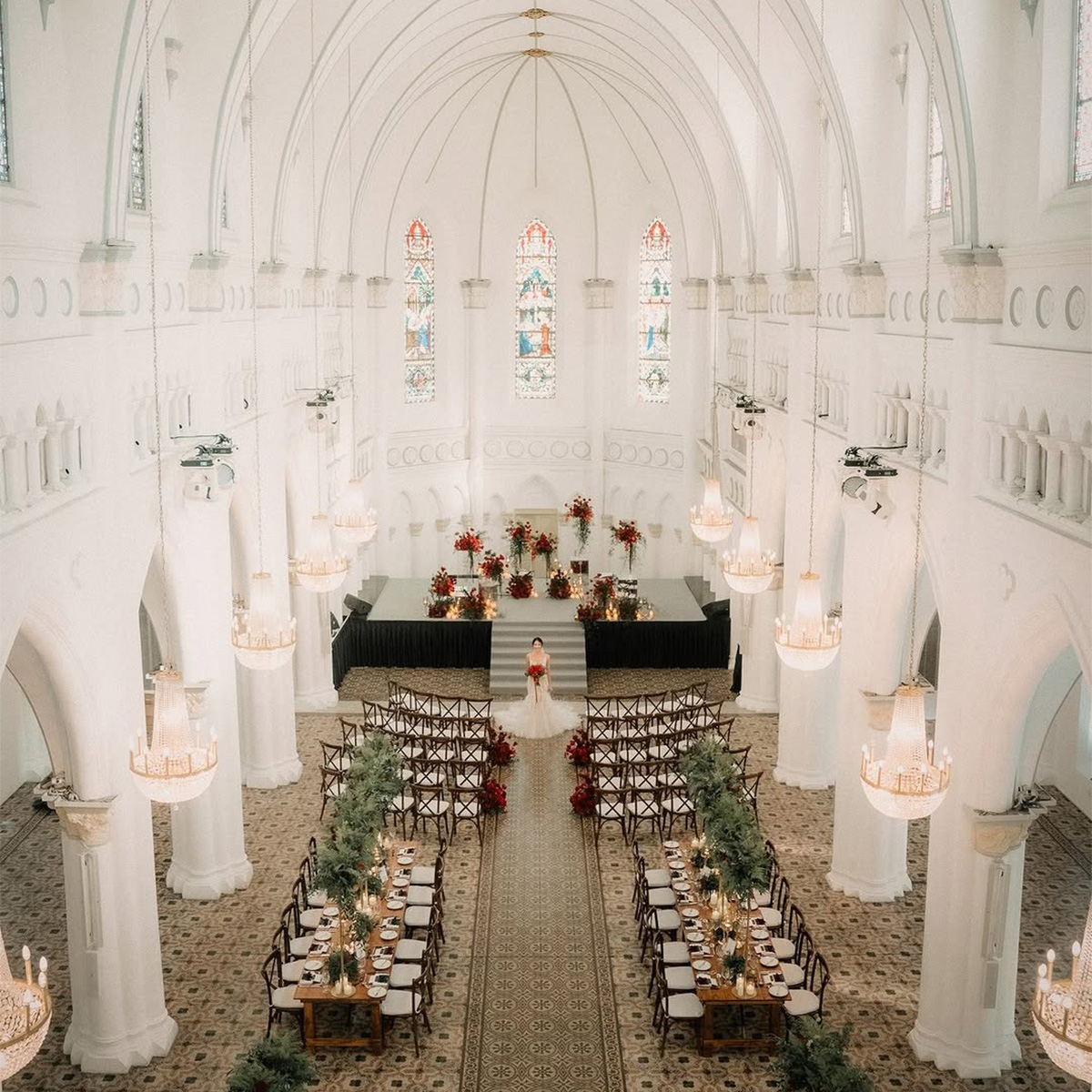 Không gian lễ cưới tại Chijmes ở Singapore