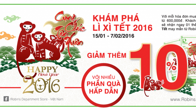 Trung tâm mua sắm Robins lì xì tết 2016