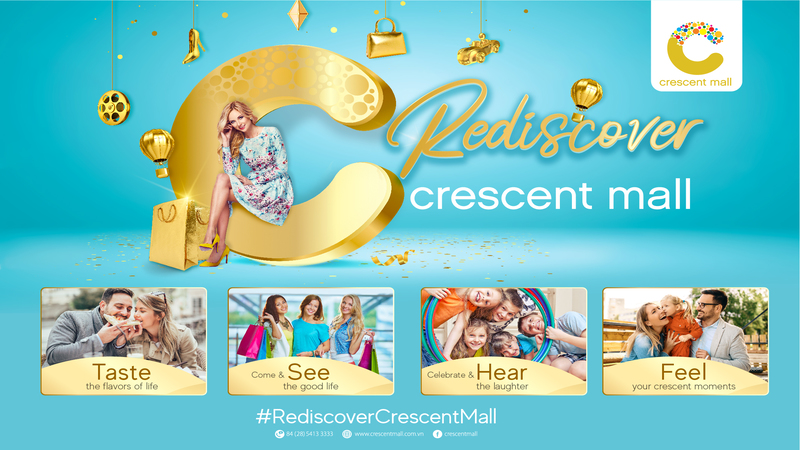 poster quảng cáo trung tâm thương mại crescent mall với diện mạo mới