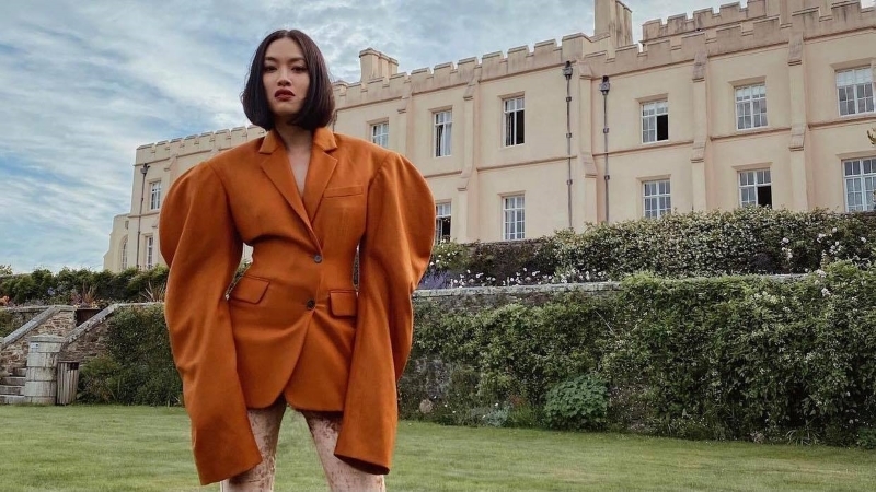 orange oversized blazer