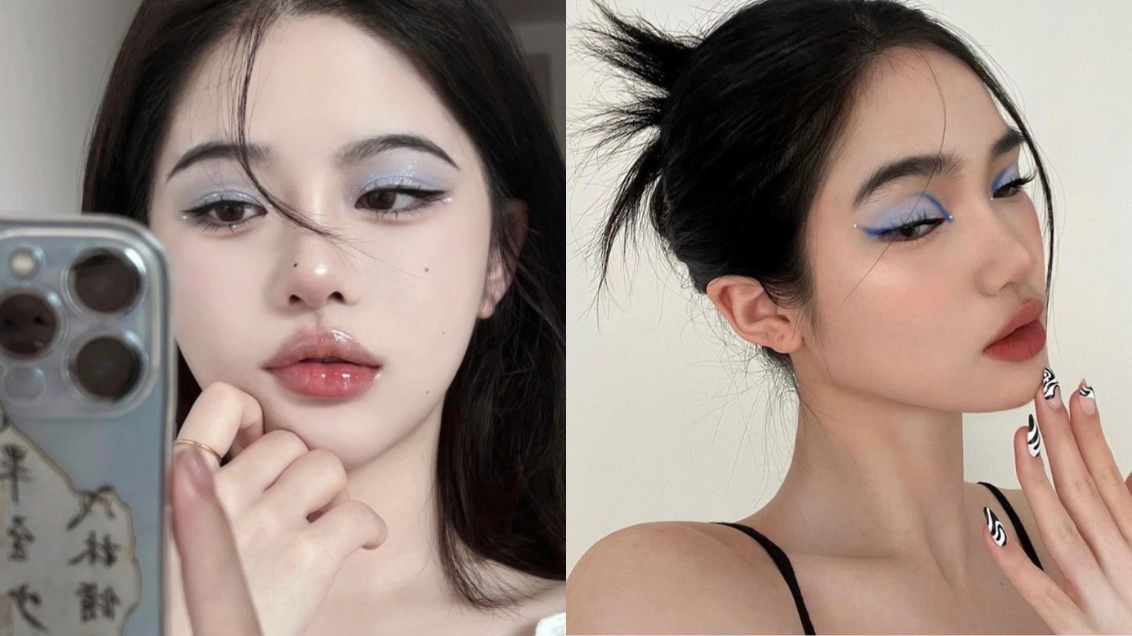 makeup mắt tone xanh douyin gây sốt