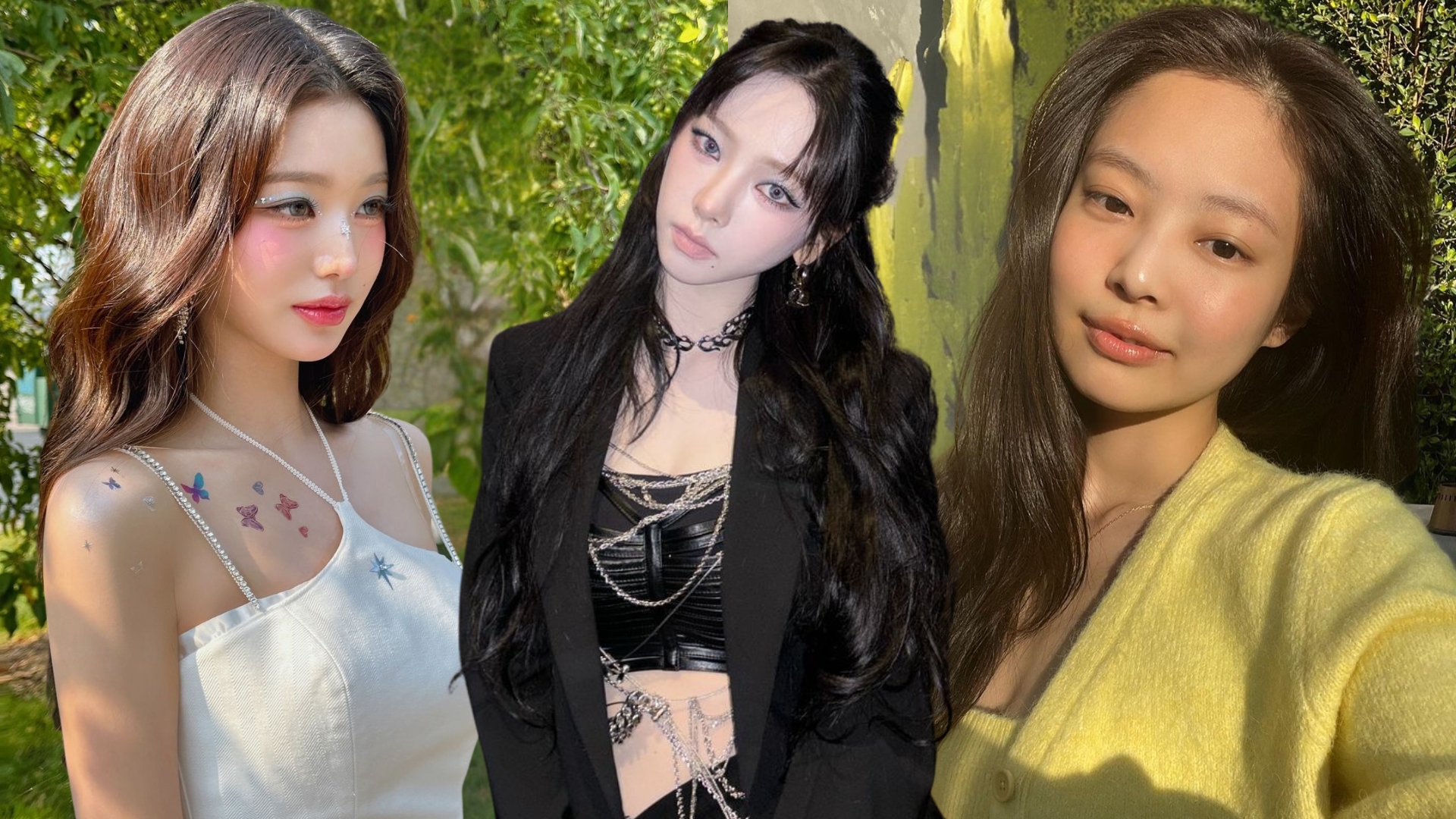 phấn mắt - Jang Wonyoung, Karina và Jennie xõa tóc thẳng và trang điểm theo personal color