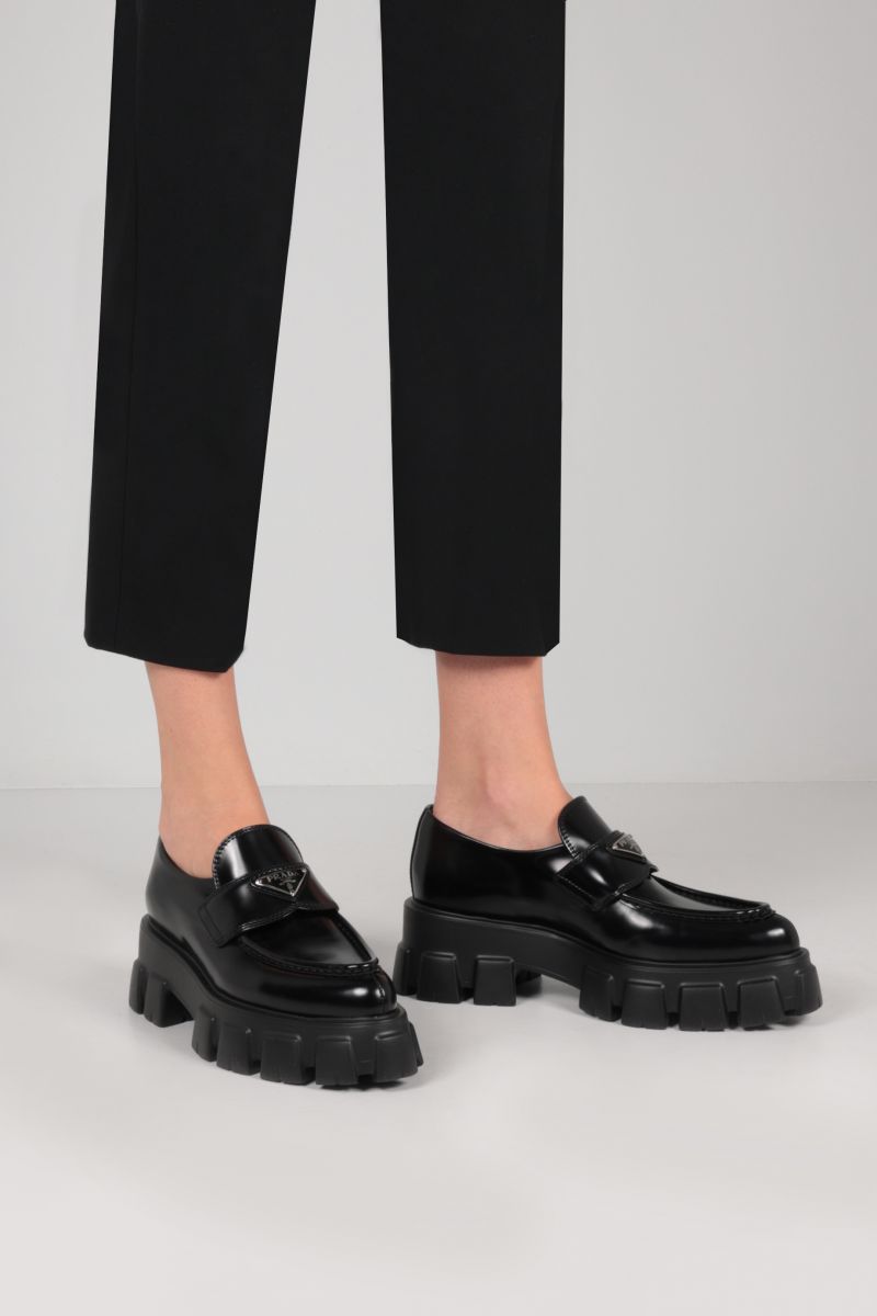 Prada monolith black loafers