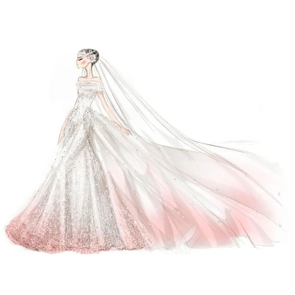 phác thảo váy cưới của Anne Hathaway