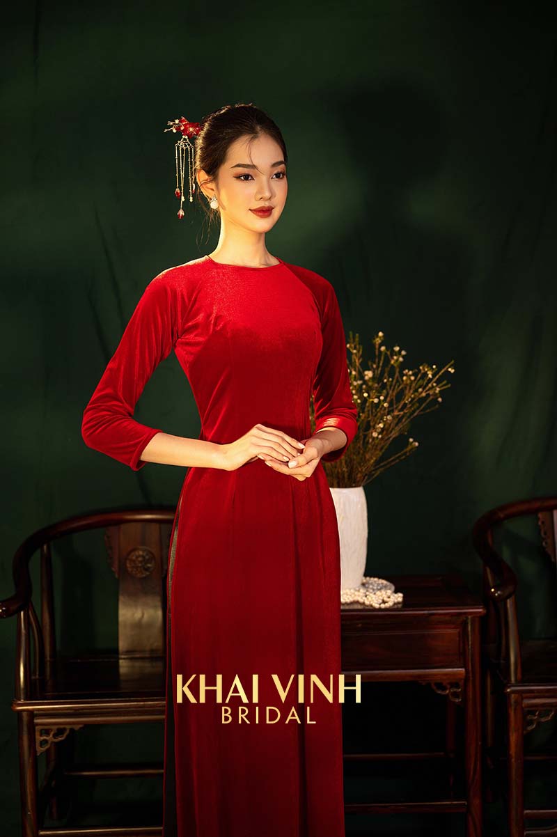 Ao Dai Nhung Do Tron 1 Elle 5945