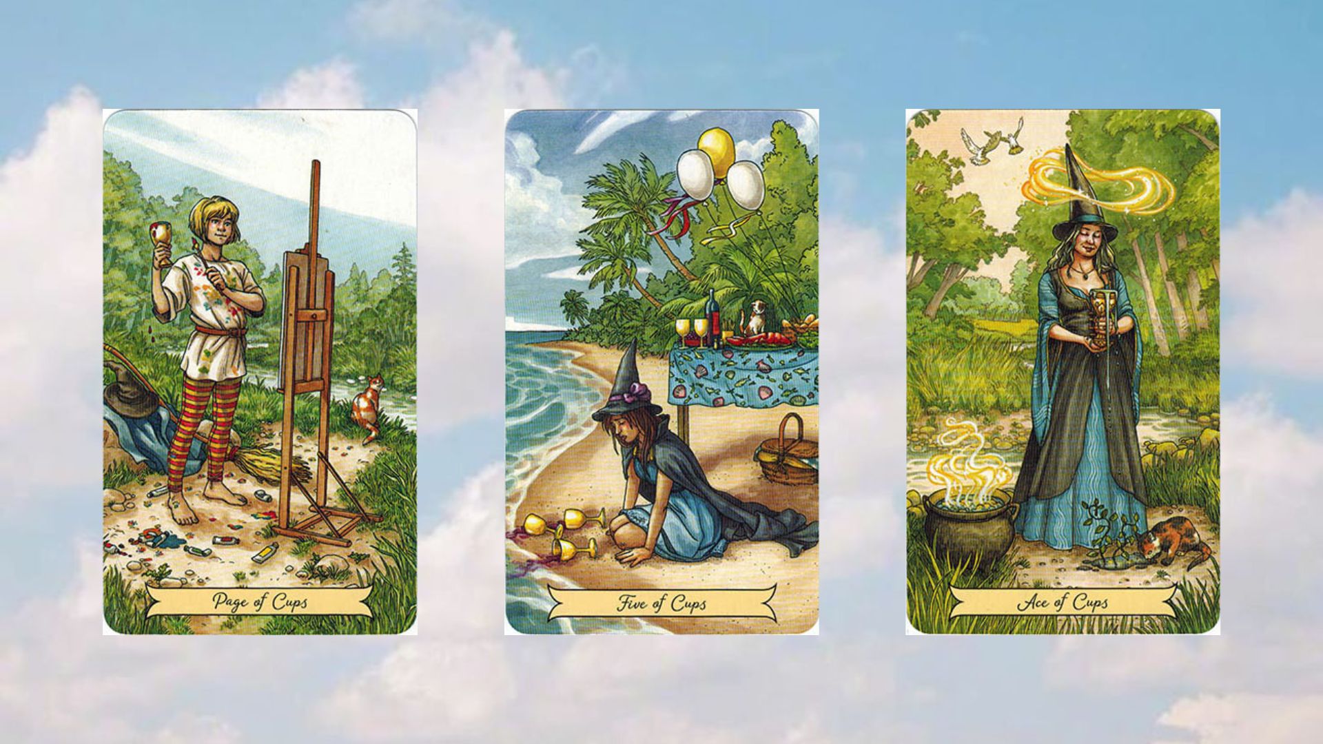 tarot tuần page of cups five of cups ace of cups