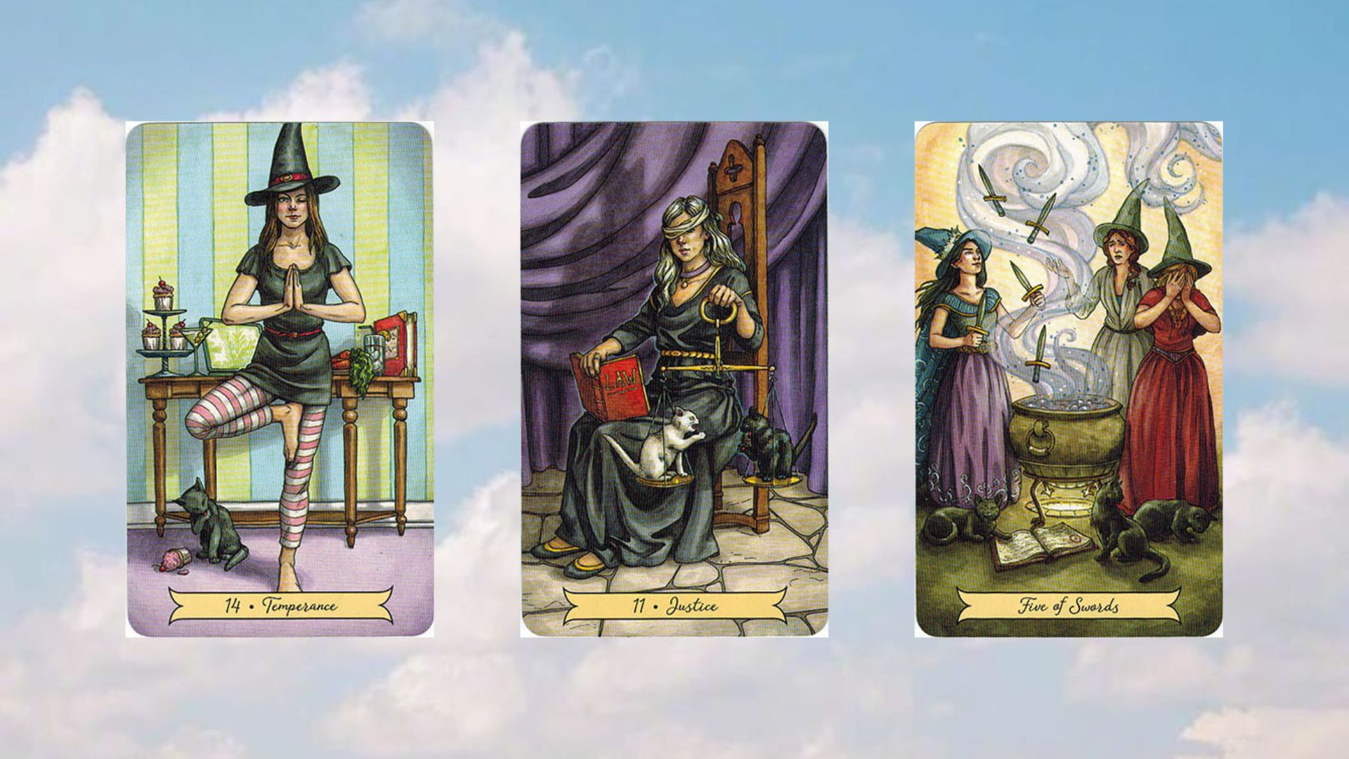 temperance - justice - five of wands