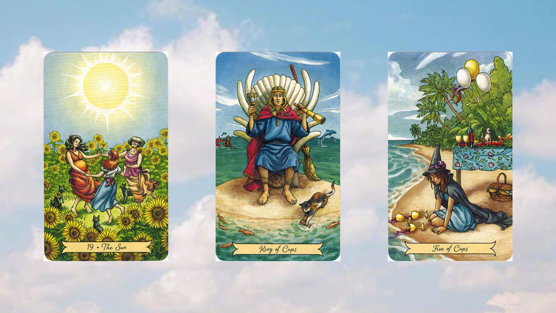 the sun king of cups five of cups