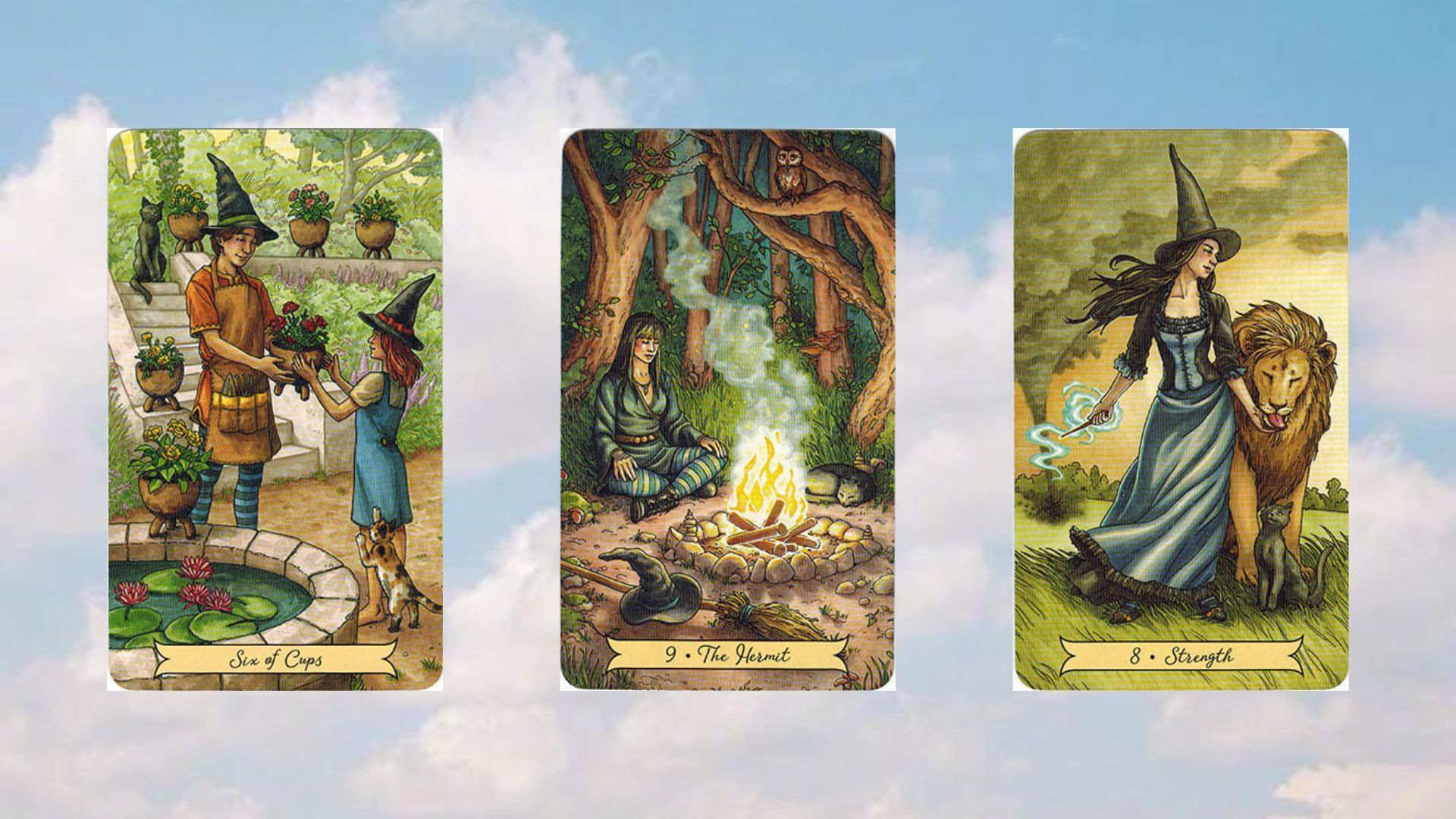 trải bài tarot tuần mới tụ 1 six of cups - the hermit - strength