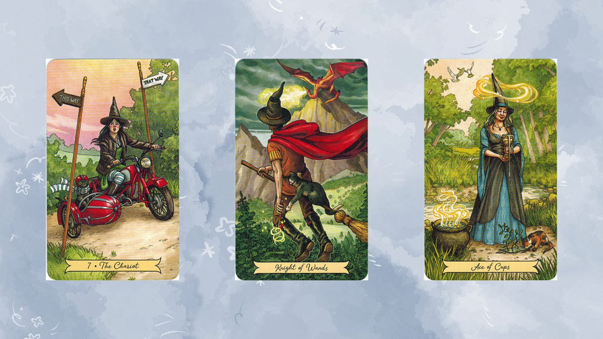 tarot tụ 1 the chariot - knight of wands - ace of cups