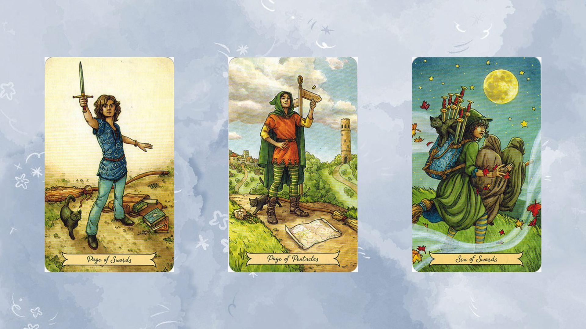 tụ 3 page of swords - page of pentacles - six of swords