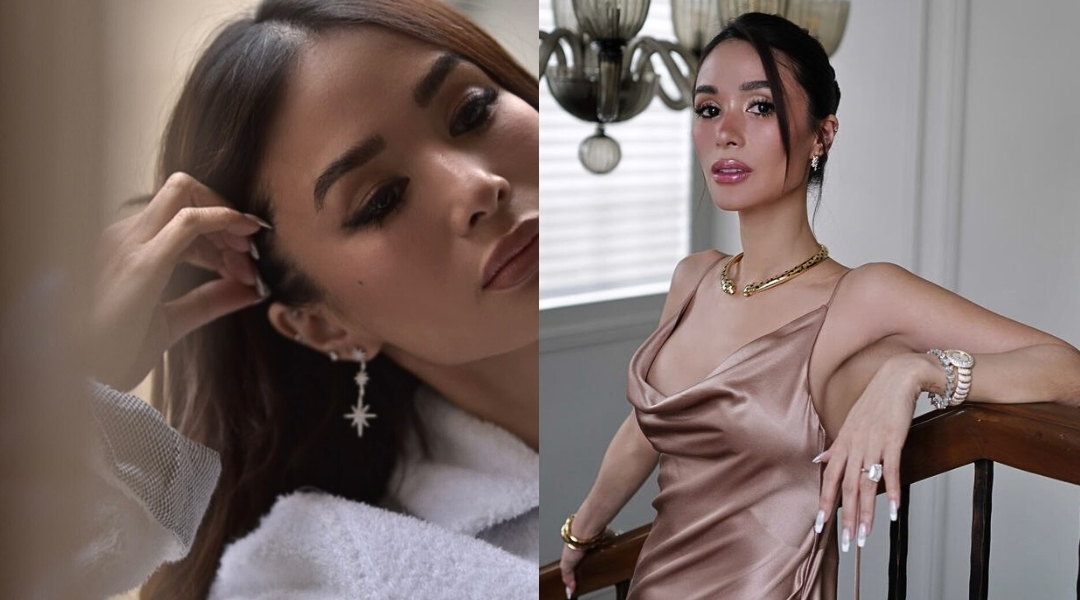 Heart Evangelista mang váy lụa màu hồng nude