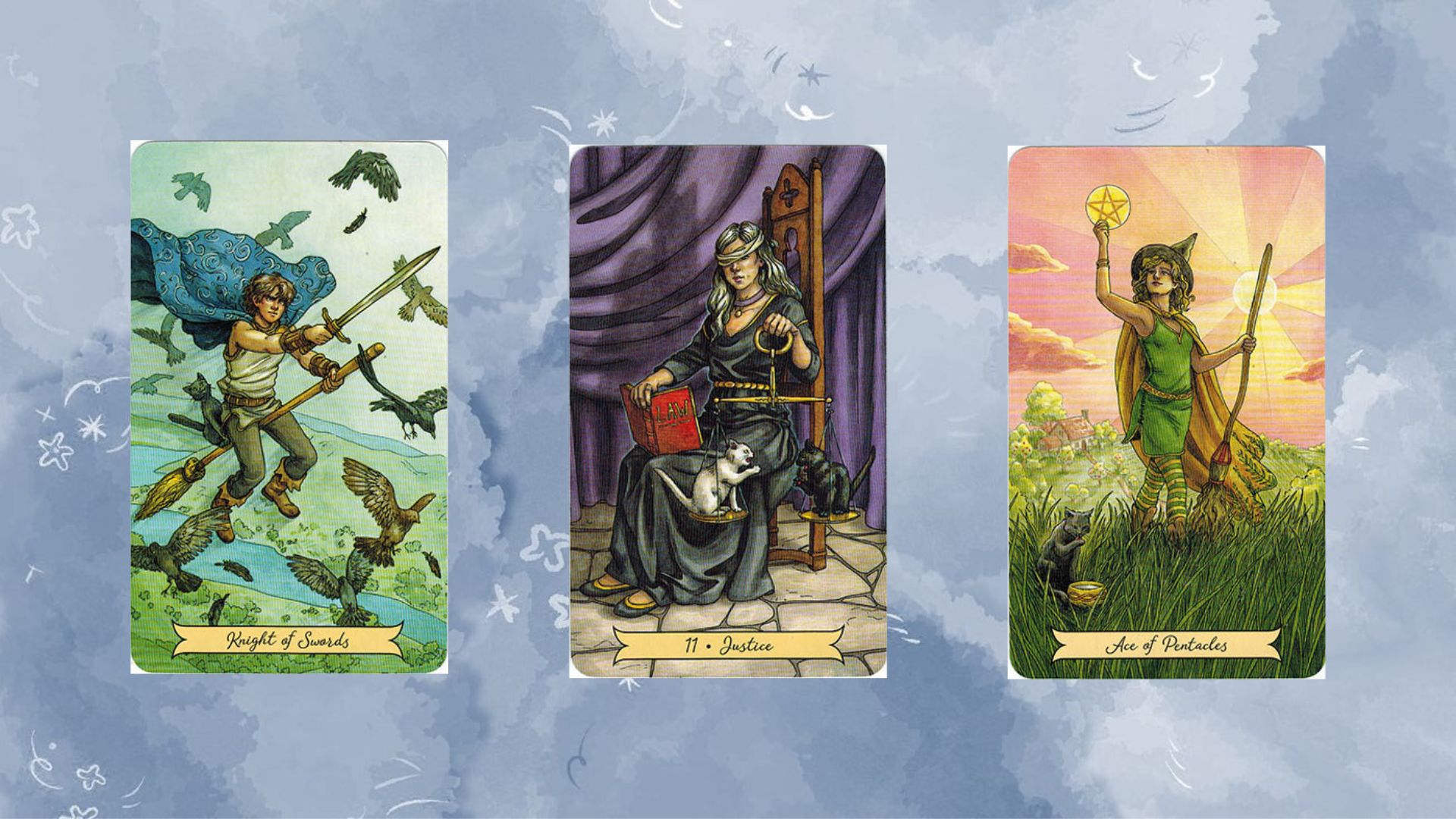 knight of swords - justice - ace of pentacles