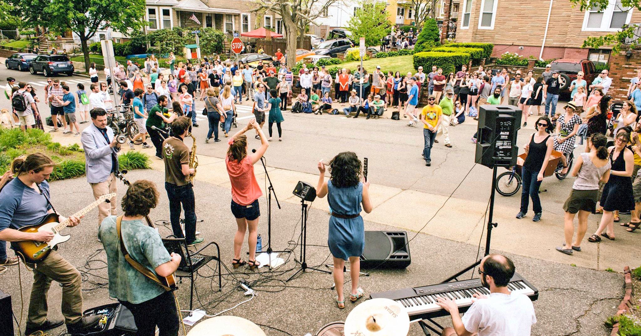 lễ hội porchfest tại union square Somerville USA