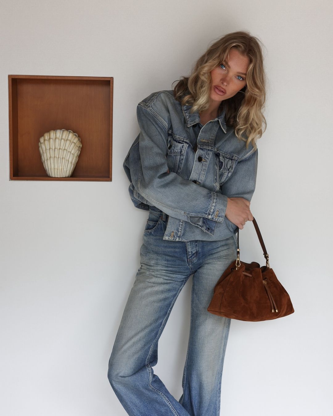 hoskelsa áo khoác denim